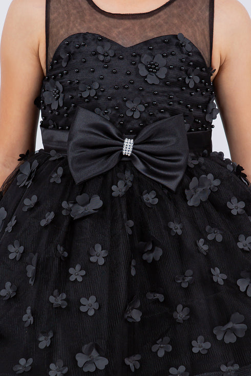 Girls Illusion Princess Top 3D Flower High Low Skirt Flower Girl Dress 2-12
